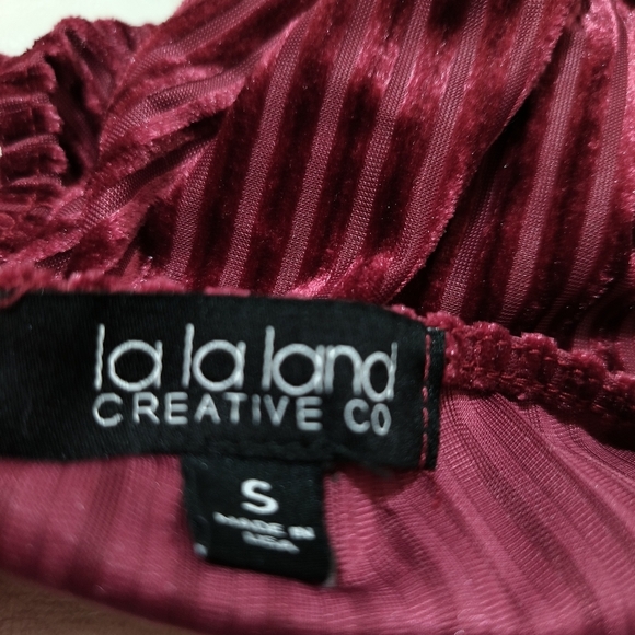 La La Land Creative Co Burgundy Velvet Tank Top Bodysuit Size Small - Picture 5 of 7